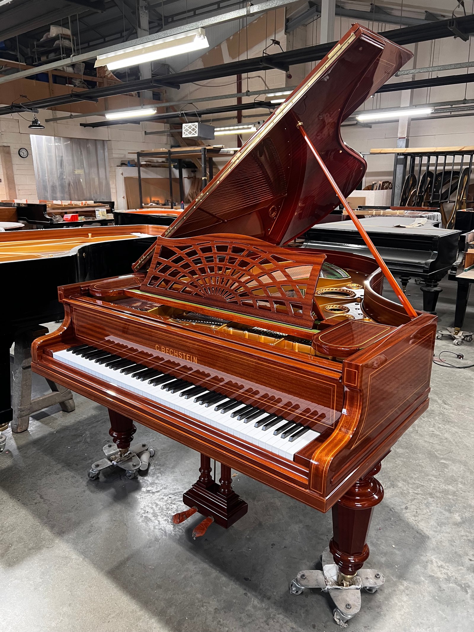 Restored mahogany Bechstein grand piano available for Oxfordshire and Cotswolds events